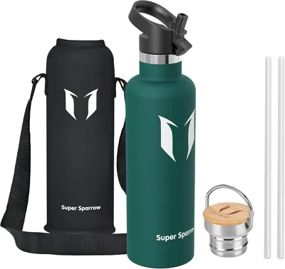 Super Sparrow Edelstahl Wasserflasche, 350 ml bis 1 L, Lecksicherer Thermoskanne, BPA-Frei