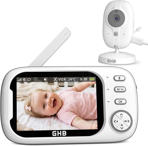 Surveilleur Baby GHB 3,5 Pouces Écran LCD Caméra Surveillance Bébé 4X Zoom 8 Berceuses Sans WiFi 2.4GHz Surveillance Température – 5% De Réduction