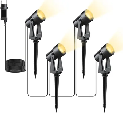 Svater Garten-Spotlight LED Außen wasserdicht IP65, 3000 K Warmweiß 27 V Gartenscheinwerfer, Satz von 4 600 lm COB Bodenstecker
