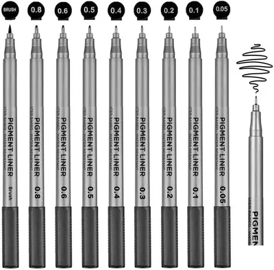SYOSI Fineliner Pens – 9 Pack Black Pigment Liners, Anti-Bleed & Assorted Nibs – Best Deal