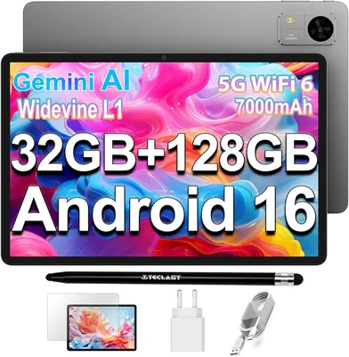 Tablette TECLAST M50T Android 16, 10 pouces, AI Gemini, 32 Go RAM + 128 Go ROM, 2 GHz Octa Core, WiFi 2.4G+5G, 7000 mAh, Widevin – Meilleur Prix