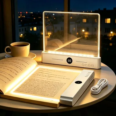 TDTOD Lampada da Lettura Piatta, Luci LED Smart per Libri, Lampada da Lettura Ricaricabile con Timer e 3 Colori