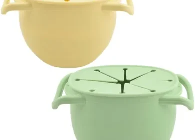 TERRIFI 2 Pack Silicone Baby Snack Cup with Lid Spill Proof Collapsible Toddler Snack Pots BPA Free for Fruits Nuts Travel Best Deal in Kuwait