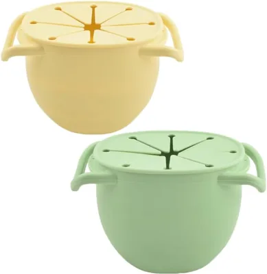 TERRIFI 2 Pack Silicone Baby Snack Cup with Lid Spill Proof Collapsible Toddler Snack Pots BPA Free for Fruits Nuts Travel Best Deal