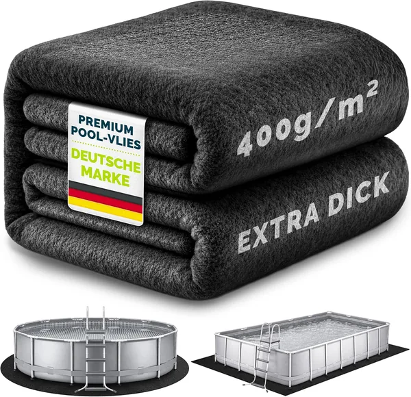 Tillvex® Premium Poolunterlage Rechteckig 430 x 230 cm Geotextil 400 g/m² Bodenscheibe für Pools bis 400 x 200 cm Best Deal
