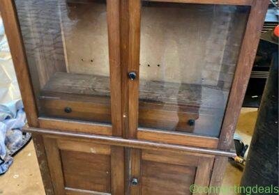Free ad: Timber cabinet with glass door in Melbourne. Timber cabinet with glass door in Melbourne
