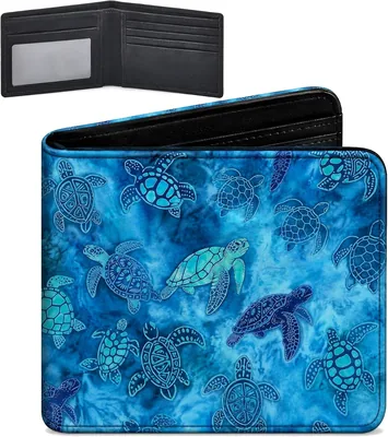 TMCLHXYNF Leather Slim Wallet Men’s Medium Sea Turtle Minimalist