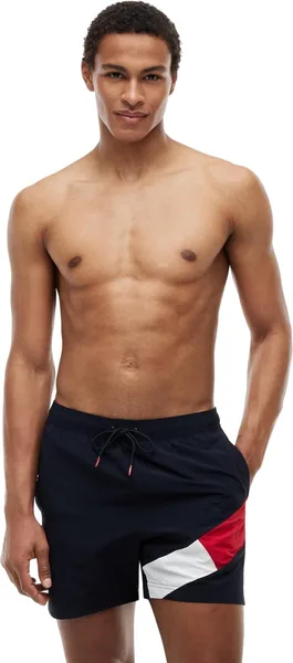 Tommy Hilfiger Hombre Mediano Cintura Elástica Nadador Pantalones Cortos Mitad Pierna, Naranja, Talla M