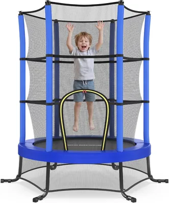 Trampolino SONGMICS per Bambini, Diametro 174 cm, con Recinto Protettivo, Tappetino di Sicurezza, Fitness Trampolino, Framework in Acciaio