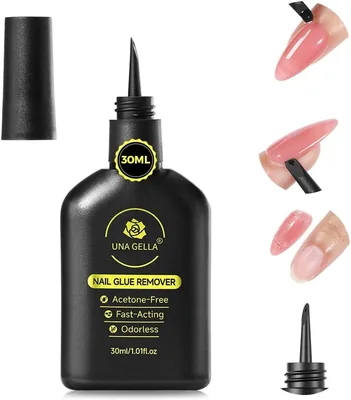 UNA GELLA Nagellackentferner für Press-on-Nägel, 30 ml Nagelkleberentferner mit integriertem Hebel, acetonfrei, zum Ablösen