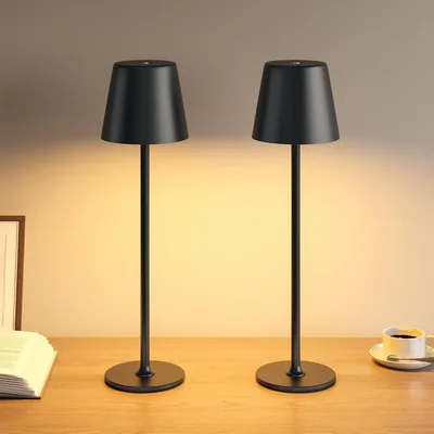 UPXNBOR LED drahtlose Tischlampe, Berührungslampe mit Batterie, 3-stufen dimmbares warmes Licht, IP54 wasserdicht, für Innen- und Außenbereich (41% Off)