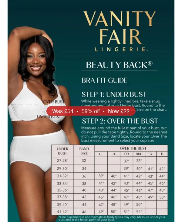 Vanity Fair Lingerie Women’s Full Figure Beauty Back Smoother Wireless Bra 71380 – 59% Off