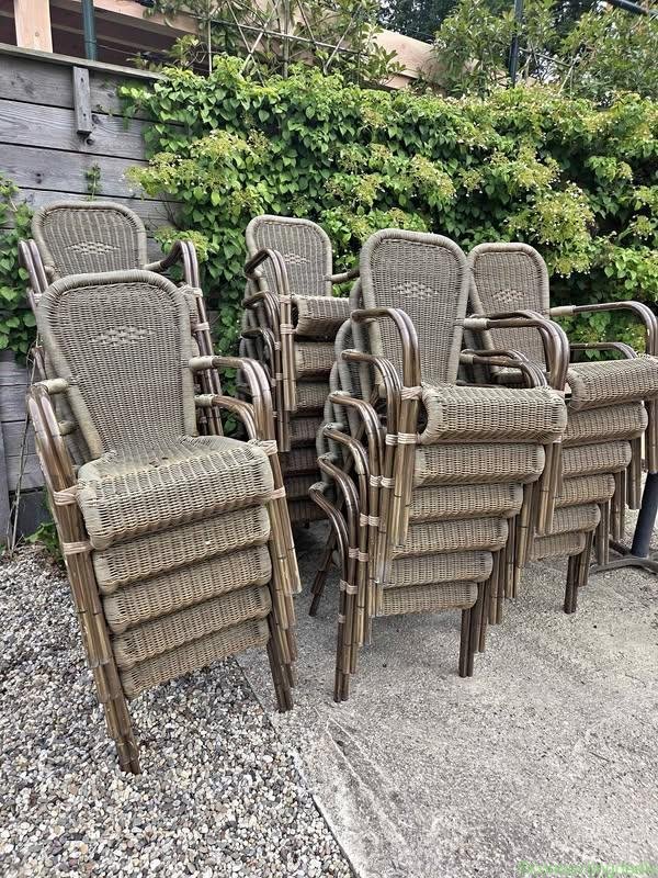 Veel terras stoelen