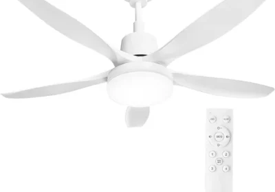 Ventilador de techo con luz LED de 76 cm, aspas finas, motor DC, control remoto de 4 velocidades, temporizador, 3CCT 18W, instalación fácil in Spain