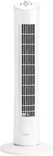 Ventilateur colonne VonHaus 80 cm, 60 W, blanc, oscillant 60°, minuteur 2 heures, 3 vitesses