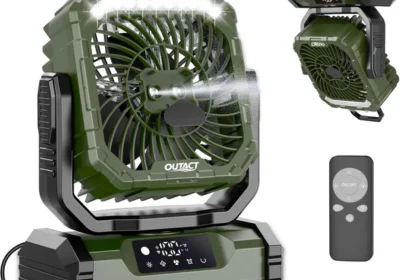 Ventilateur de camping silencieux avec lumière, ventilateur sans fil portable, ventilateur à brume rechargeable 20000mAh avec rotation et minuteur, suspendu in France