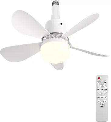 Ventilateur de plafond avec lumière et télécommande, E27/E26 LED dimmable 5 pales, silencieux, 3 vitesses, pour chambre à coucher – Best Deal