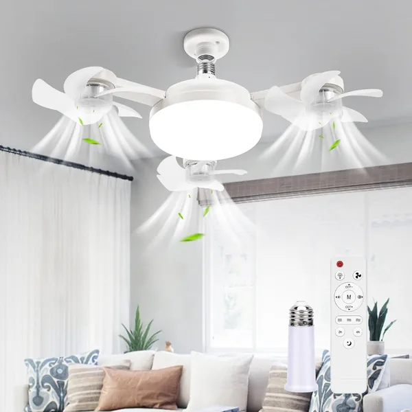 Ventilateur de plafond HIAME avec lumière et télécommande, 50W LED Drone Ventilateur de balcon, 3 vitesses, éclairage ajustable 3 couleurs – Meilleur Prix