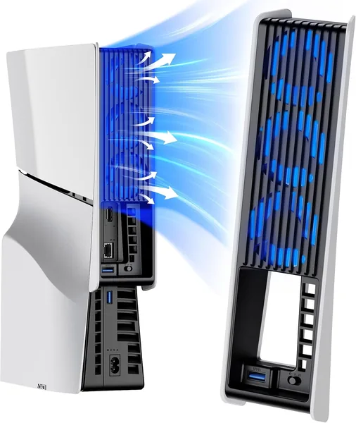 Ventilateur PS5 Slim KIWIHOME avec réglage de vitesse automatique, plus silencieux, éclairage LED et USB 3.0 – Meilleures affaires
