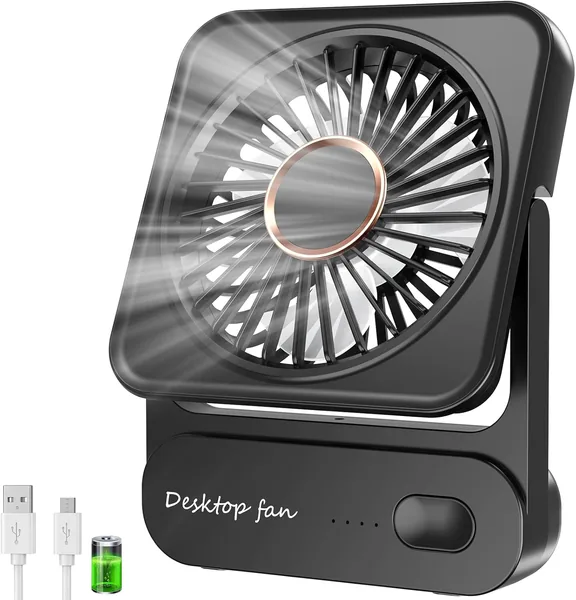 Ventilateur USB Rechargeable 2000 mAh (12 Heures d’Autonomie), Ventilateur Mini Silencieux 3 Niveaux de Vitesse, Inclinaison 135°, Sans Vibrations Puissantes – Meilleures Affaires