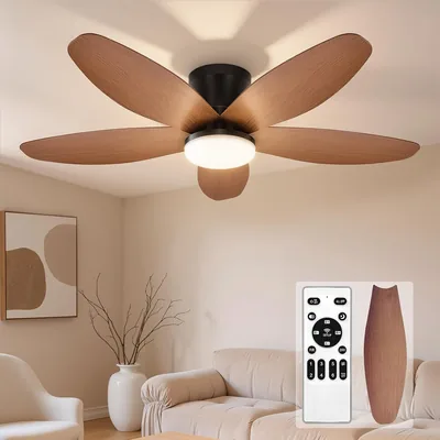 Ventilatore da soffitto Fashioz con luce, 102 cm, telecomando, 6 velocità, timer dimmerabile, ventilatore silenzioso per soggiorno