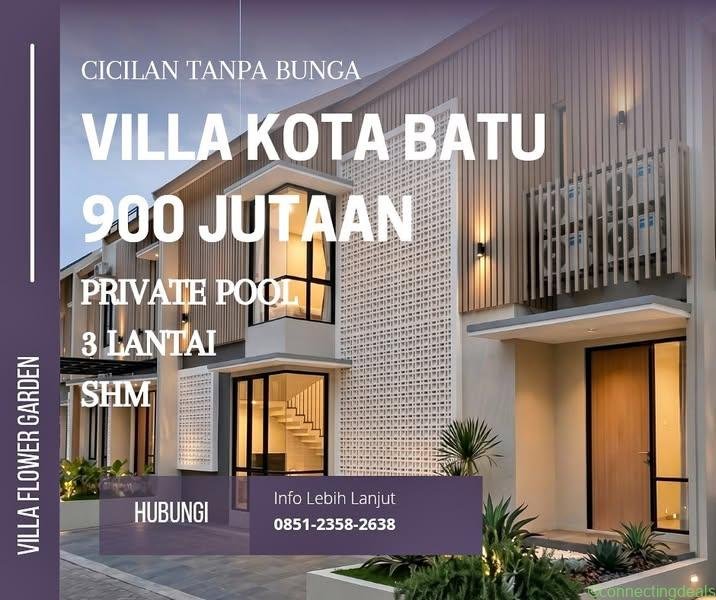 Villa Batu Malang SHM 900 Jt | Free PPN + AJB +