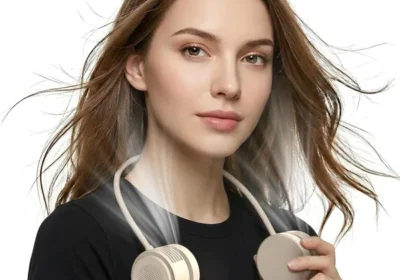 ViSSKO Halsventilator, tragbar, USB Mini, 3 Geschwindigkeitsstufen, 2000 mAh Persönlicher Ventilator, Aufhängeventilator, Klappbarer USB-Ventilator für Küche, OF in Greece