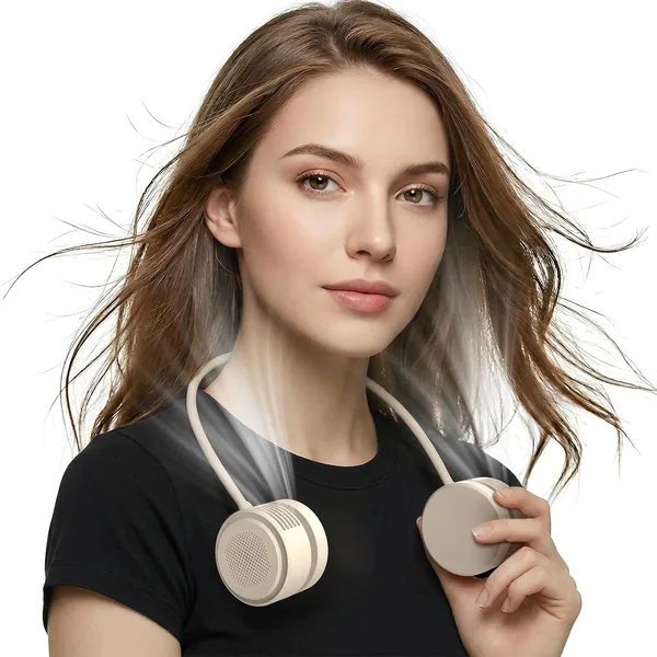 ViSSKO Halsventilator, tragbar, USB Mini, 3 Geschwindigkeitsstufen, 2000 mAh Persönlicher Ventilator, Aufhängeventilator, Klappbarer USB-Ventilator für Küche, OF