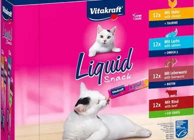 Vitakraft Liquid Cat Snack Mega Pack Creamy Beef Chicken Salmon, 48 x 15g - Miglior Affare in Italy
