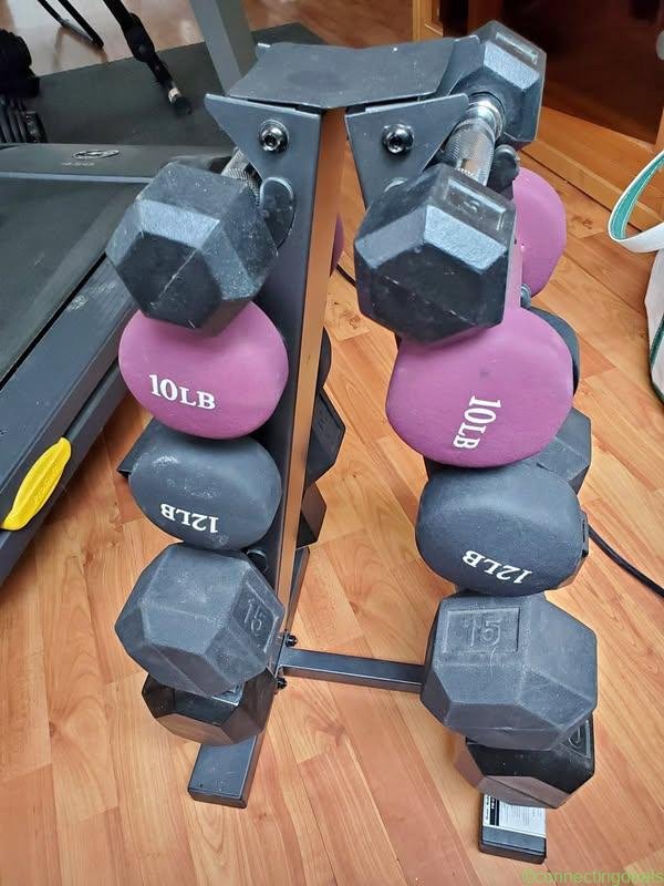 Weight rack and dumbells
