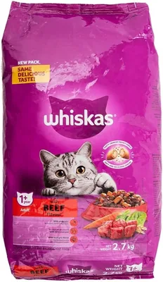 Whiskas Beef Flavoured Adult Dry Cat Food 2.7 kg – 40% Off