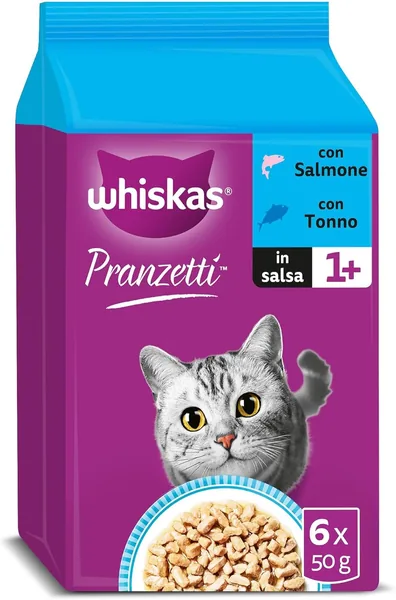 Whiskas Selezione Pranzo di Pesce 1+ Cibo Umido per Gatti, 12 Confezioni da 6 x 50 g (72 Pezzi in Totale) – Best Deal
