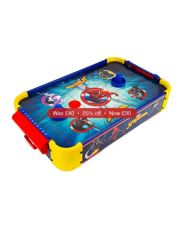 World Tech Toys Marvel Spider-Man Electric Tabletop Air Hockey Wood – 25% Off