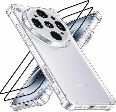 XINYEXIN Transparent Fall för Oppo Find X9 Ultra med 2 Glasöverfläder – Mjuk TPU Skyddskaska med Airbag Kor