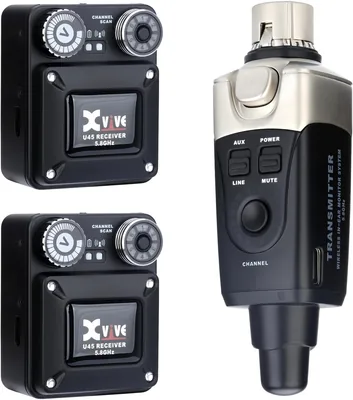 Xvive U45R2 Sistema de monitor inalámbrico en el oído 5.8ghz IEM, 1 transmisor y 2 receptores de bodypack, negro – Mejor Precio