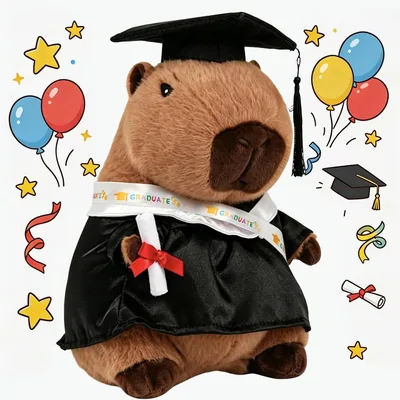 XYHQYB Capybara – Peluche de Graduación con Gorra y Vestido, 14 Pulgadas, 2026