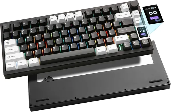 YUNZII AL80 Draadloze Mechanische Toetsenbord, Vol Aluminium CNC, LCD-scherm, Verwijderbare Afdichtingen 75% Layout met Knoppen, BT/2.4 – 24% Korting