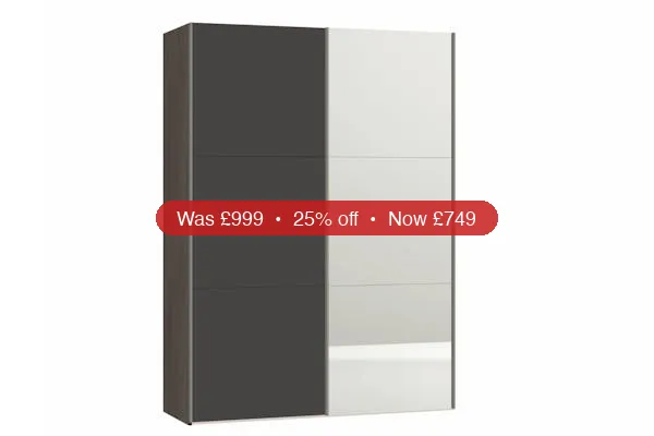 Zermatt Wardrobe | Grey Matt & Mirror | 1.5m – 25% Off