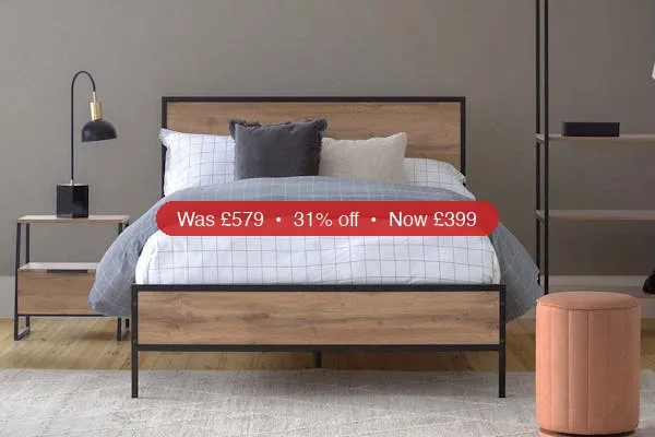 Zion Bed Frame | Small Double | 4ft | Oak Effect – 31% Off