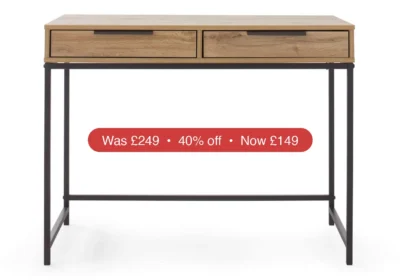 Free ad: Zion Desk | 2 Drawer | Oak Effect - 40% Off in Ireland. Zion Desk | 2 Drawer | Oak Effect - 40% Off in Ireland