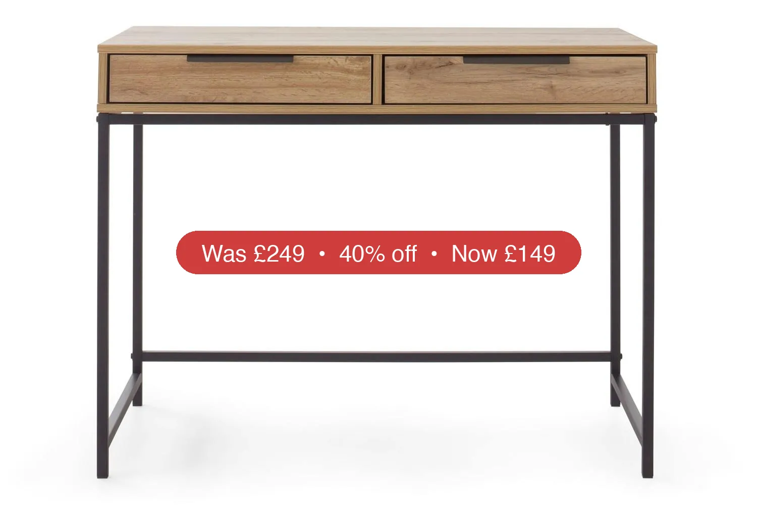 Zion Desk | 2 Drawer | Oak Effect – 40% Off