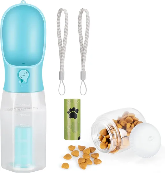 Zivacate Bottiglia per Acqua per Cani, Multifunzionale Portatile per Viaggi all’Aperto con Contenitore per Cibo e Palla