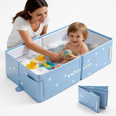 ZQXMAN Bañera para Bebés, Bañera Portátil para Bebés, Unisex, Impermeable, con Tapón de Desagüe, Apta para Niños a Partir de 0 Meses