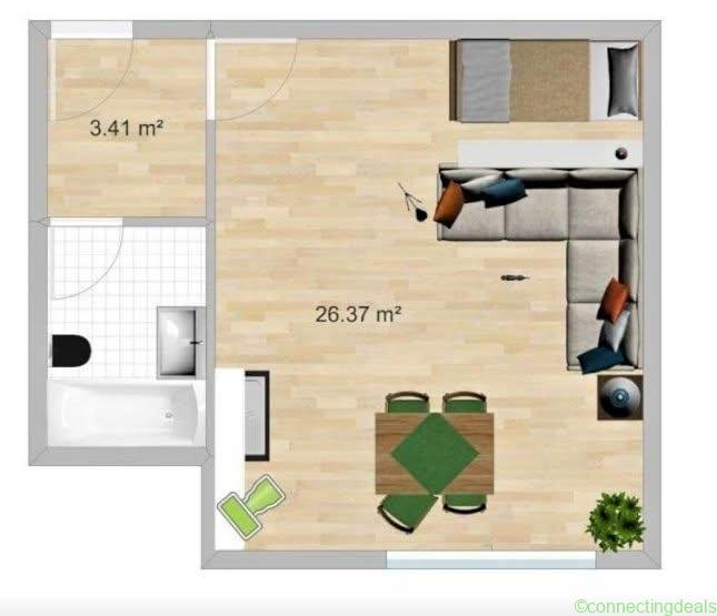 1 Schlafzimmer 1 Badezimmer Mietwohnung