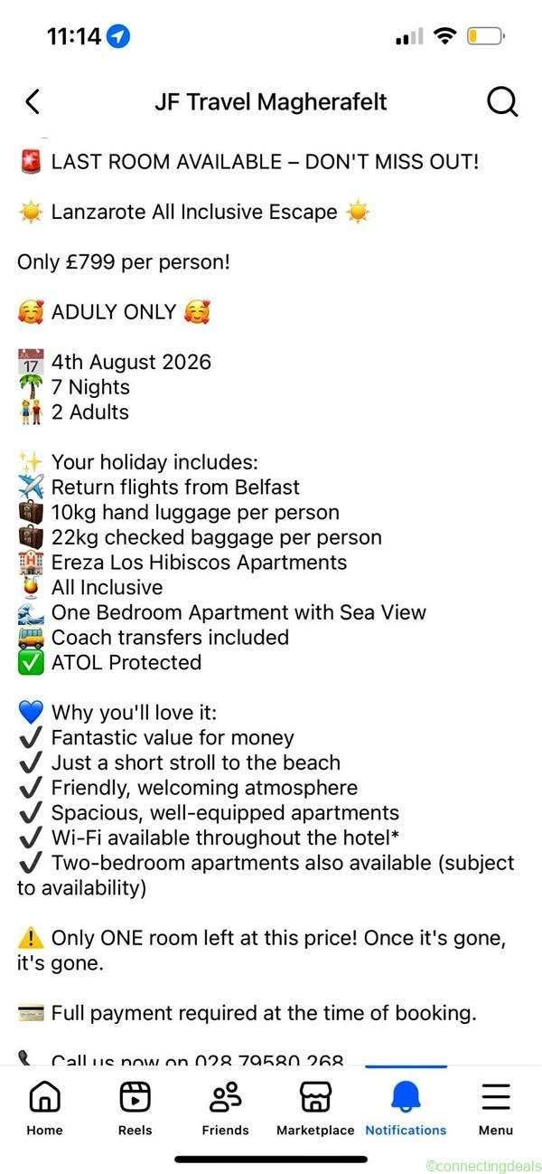 2 person holiday to lanzorte