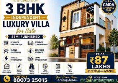 Free ad: 3 Beds 3 Baths - House in Chennai. 3 Beds 3 Baths - House in Chennai