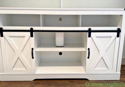 Free ad: 58" White Farmhouse TV Stand / Entertainment in Houston. 58" White Farmhouse TV Stand / Entertainment in Houston