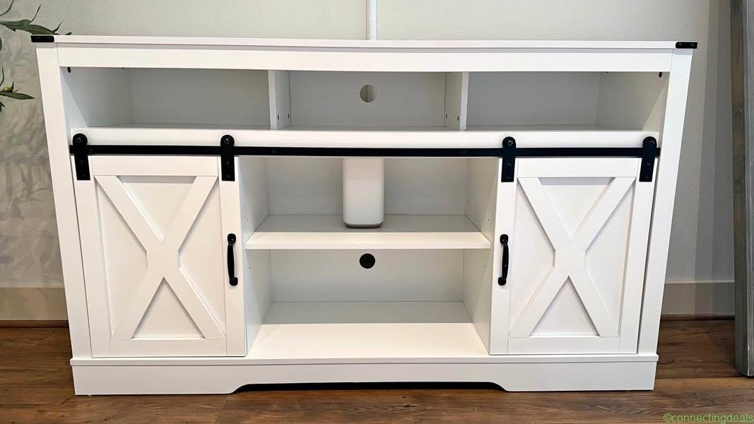 58″ White Farmhouse TV Stand / Entertainment