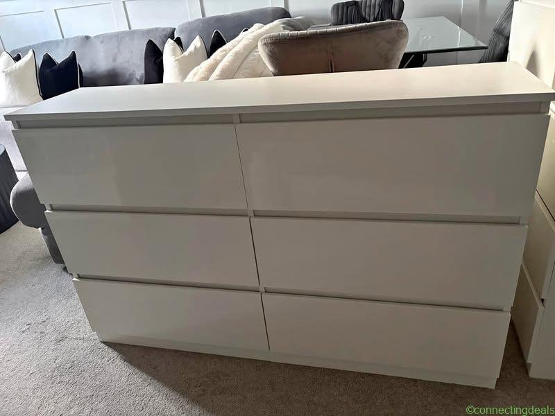6 drawer white chest of drawers