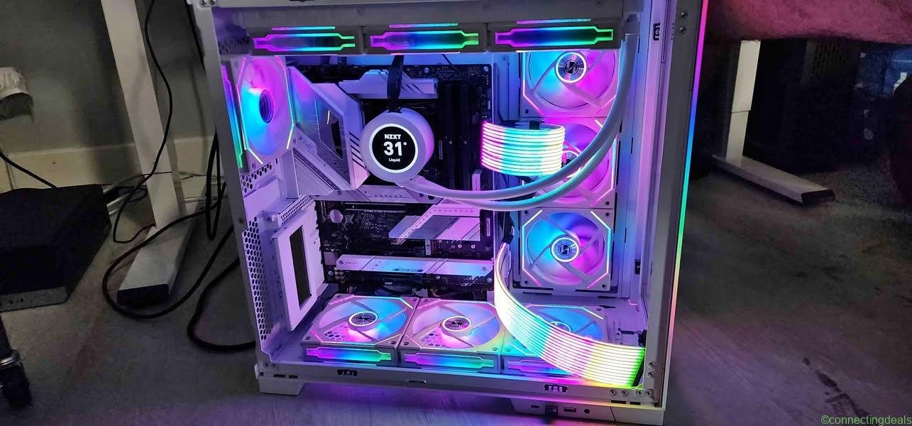 All white Lian Li gaming PC